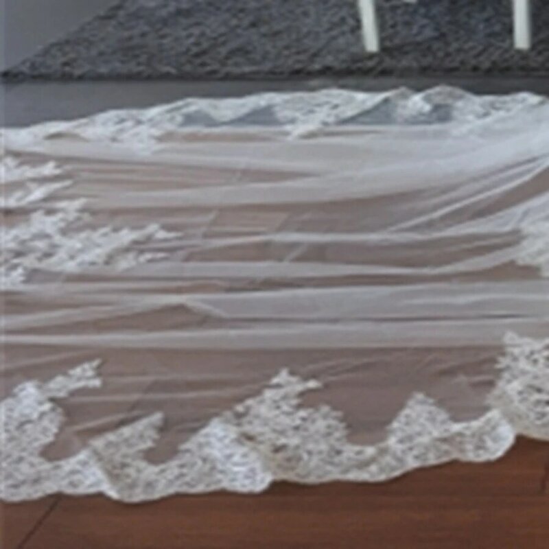حجاب زفاف كاتدرائي أبيض عاجي ، زينة دانتيل ، رأس العروس ، حجاب الزفاف ، حجاب الكتف ، وصول جديد