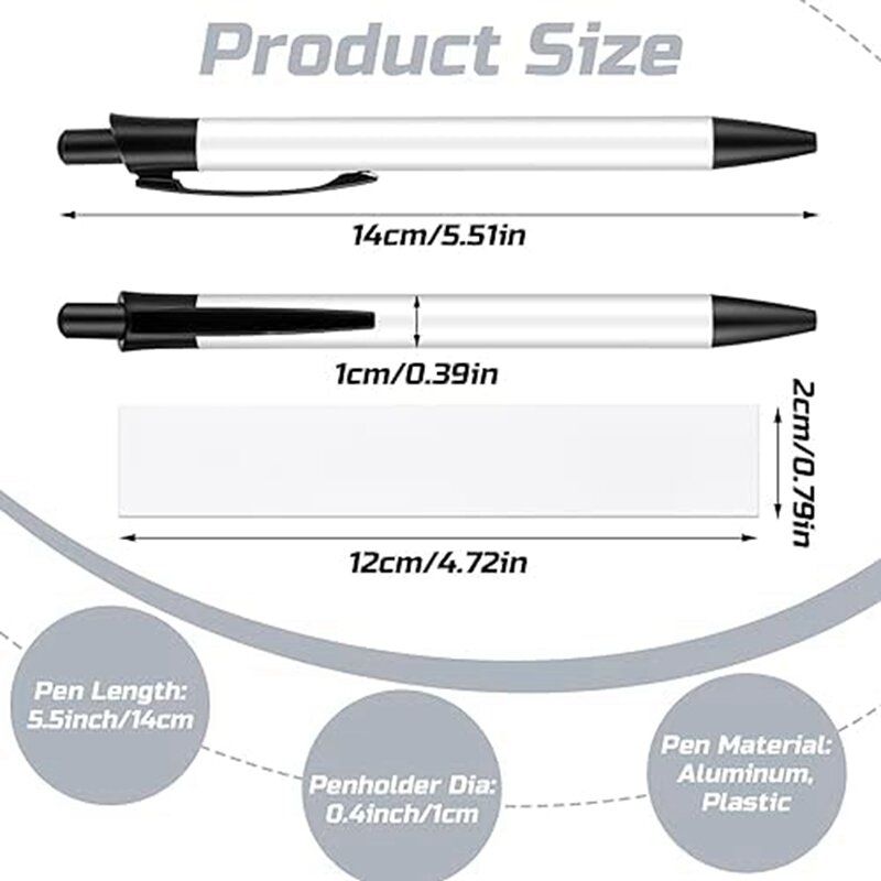 HOT-Sublimation Pen Blank Sublimation Coated Pen Heat Transfer Pen Bulk With Heat Shrink Packaging For DIY Office School