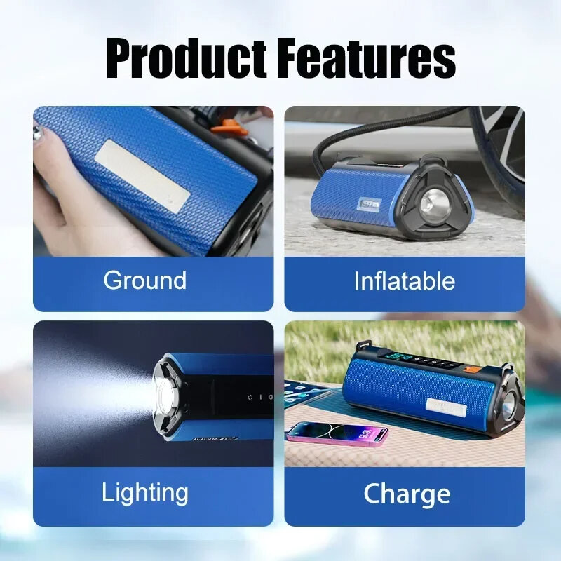 BUVAYE TS03 Portable Tire Inflator TS03 Car Emergency Power Outdoor Multifunctional Jump Starter and Air Pump with EVA Bag