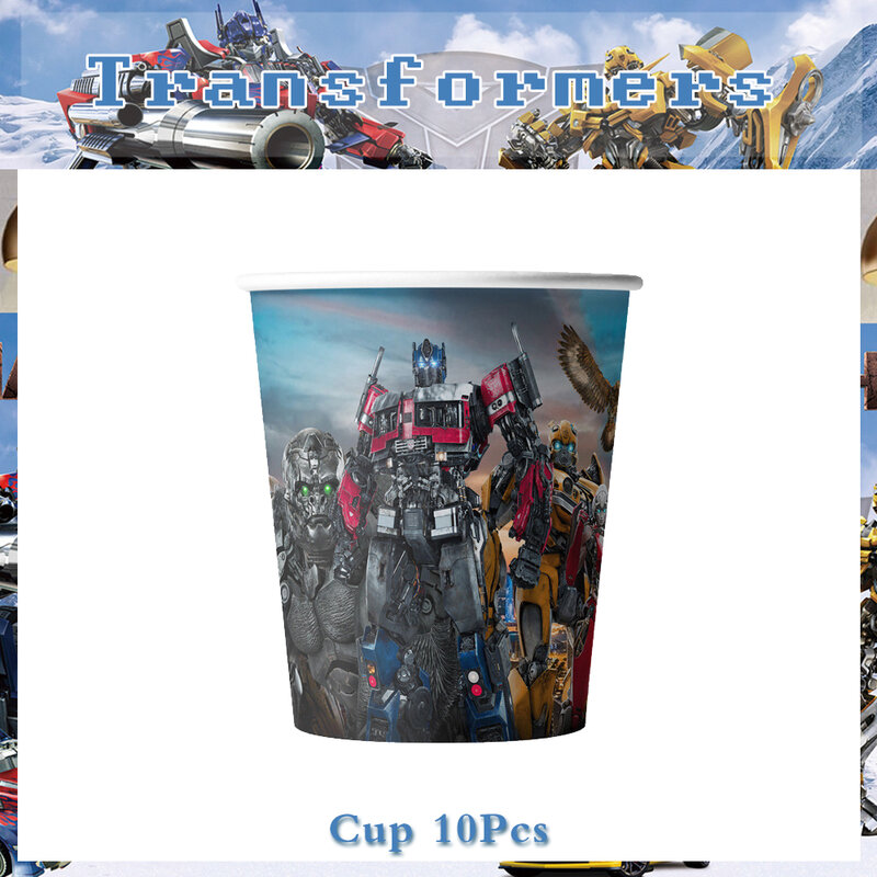 Transformerss-Suministros de fiesta para niños, vajilla de decoración de fiesta de cumpleaños, accesorios para vasos, platos, globos de látex de aluminio