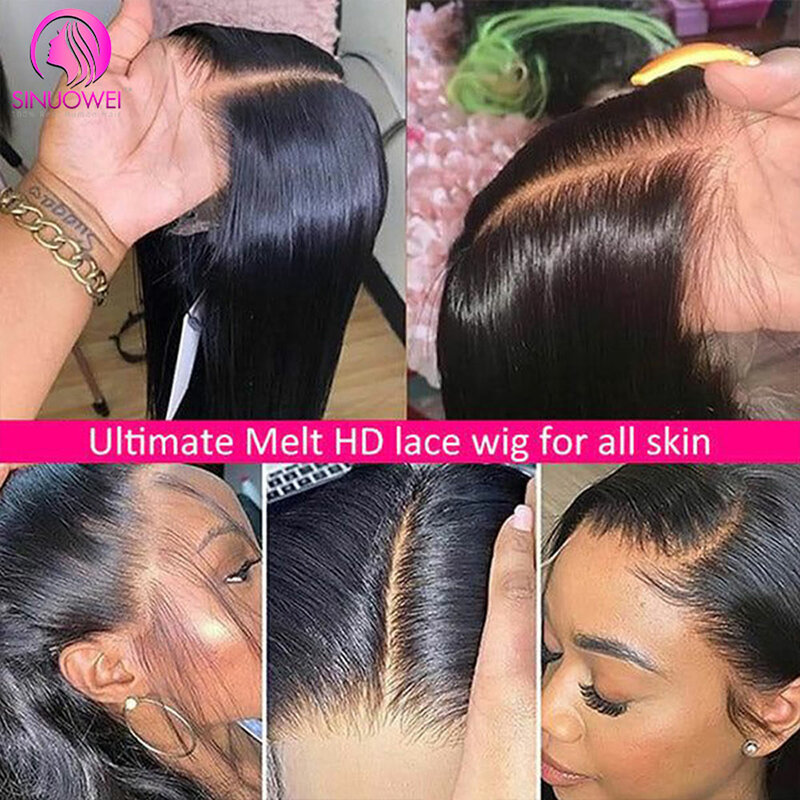 Straight Hair Lace Front Wig 30 Inch Glueless Ready To Wear Preplucked 13x4 Glueless Wig Lace Frontal Human Wig