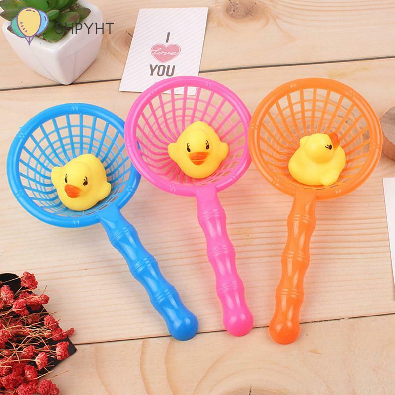 1 Set Baby Bathroom Water Pool Funny Toys For Girls Boys Gifts Fishing Net Swimming Rubber Float Squeaky Sound Duck Bath Toys
