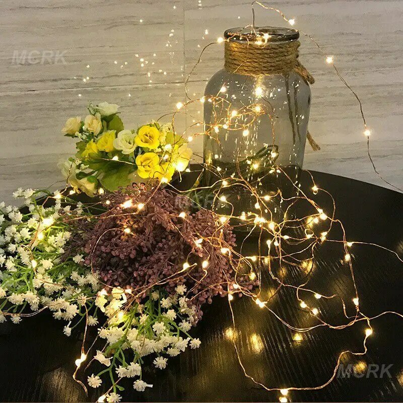 ไฟราว LED ยาว1เมตร10LED ไฟสายแบบเทพนิยายสำหรับตกแต่งบ้านในร่มกลางแจ้งปาร์ตี้งานแต่งงานกล่องของขวัญไฟช่อดอกไม้
