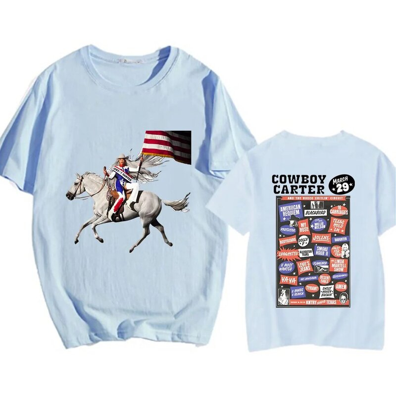 T-shirt de manga curta de algodão para homem e mulher, streetwear com estampa gráfica, cowboy, verão