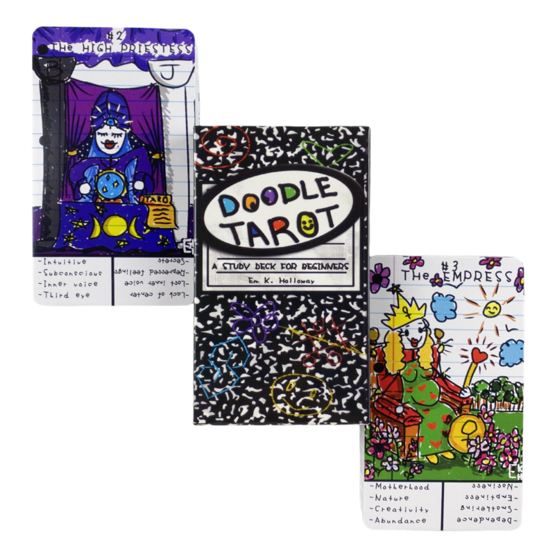 Cartas de Tarot Doodle A 78, baraja de estudio para principiantes, oráculo, visión en inglés, edición de adivinación, juegos de Borad