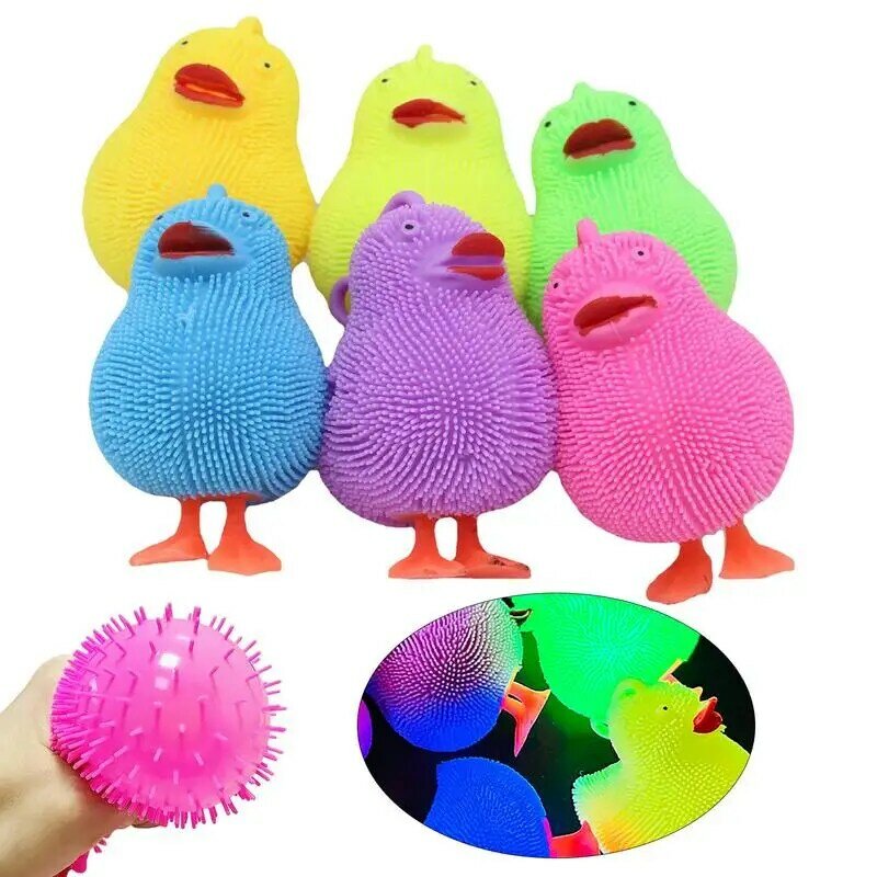 Cute Chickens LED piscando Puffer Ball, Squeeze Toy, Ansiedade Alívio Relocation, Adulto Party Favors, Novidade Presente para Crianças