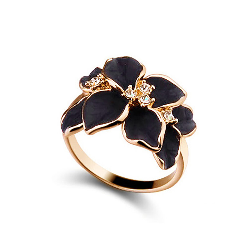 Modna róża zestaw biżuterii emaliowanej w kolorze różowego złota czarne zestawy biżuterii ślubnej dla kobiet ślub 2023 najlepiej sprzedające się produkty