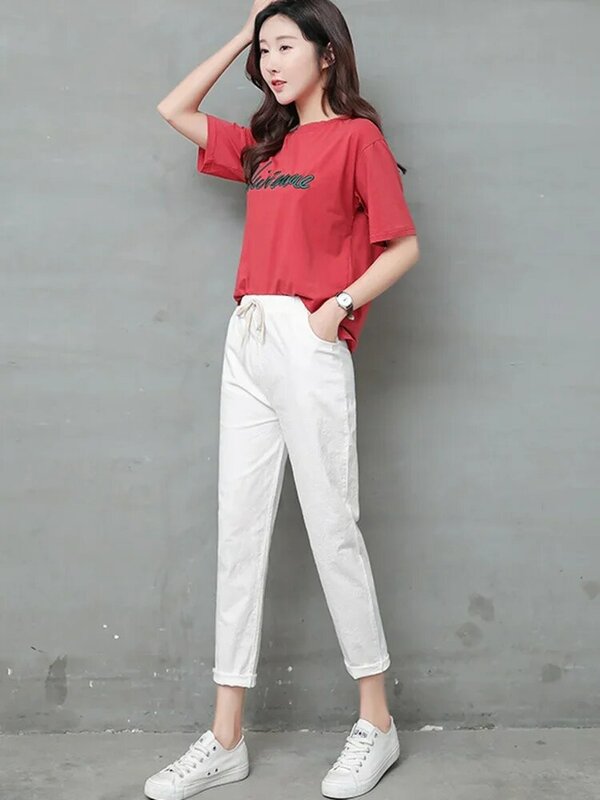 M-4XL Casual Solid Cotton Linen Lady Ankle -length  Women Pants Spring Summer Capris Trousers Pencil Pants