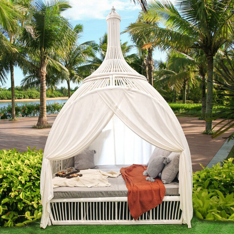Mobiliário ao ar livre rattan cama lounge cadeira ninho de pássaro amor ao ar livre balanço criativo