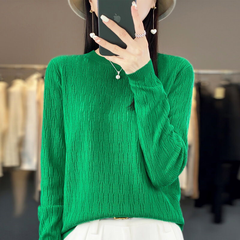 Женский трикотажный свитер с круглым вырезом, тонкий шерстяной пуловер с длинным рукавом и перфорацией, весна-лето