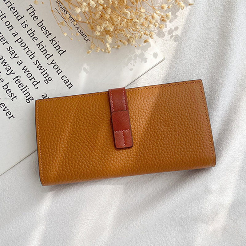 100% skóra damska torebka luksusowe wysokiej wysokiej jakości skóra bydlęca długie damskie portmonetka w kształcie portfela nowy pas podróży karta telefoniczna portfel z uchwytem
