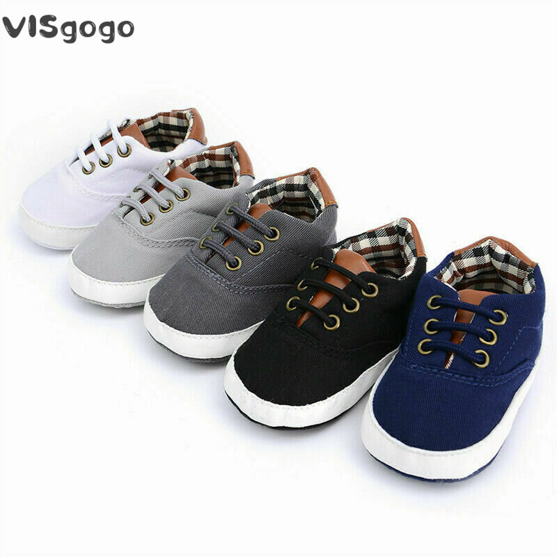 VISgogo 0-18M Baby Girl Boys Shoes Bow Anti-slip Crib Shoes Plaid Patchwork Soft Sole Sneakers Prewalker Causal First Walkers