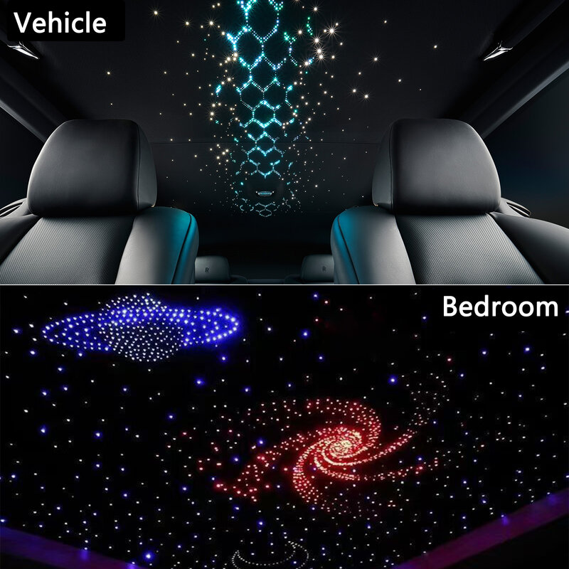 Lámpara de techo de fibra óptica para coche, luz de techo con doble puerto RGBW, 32W, cielo estrellado, Control de música por aplicación inteligente, 800-1100 piezas
