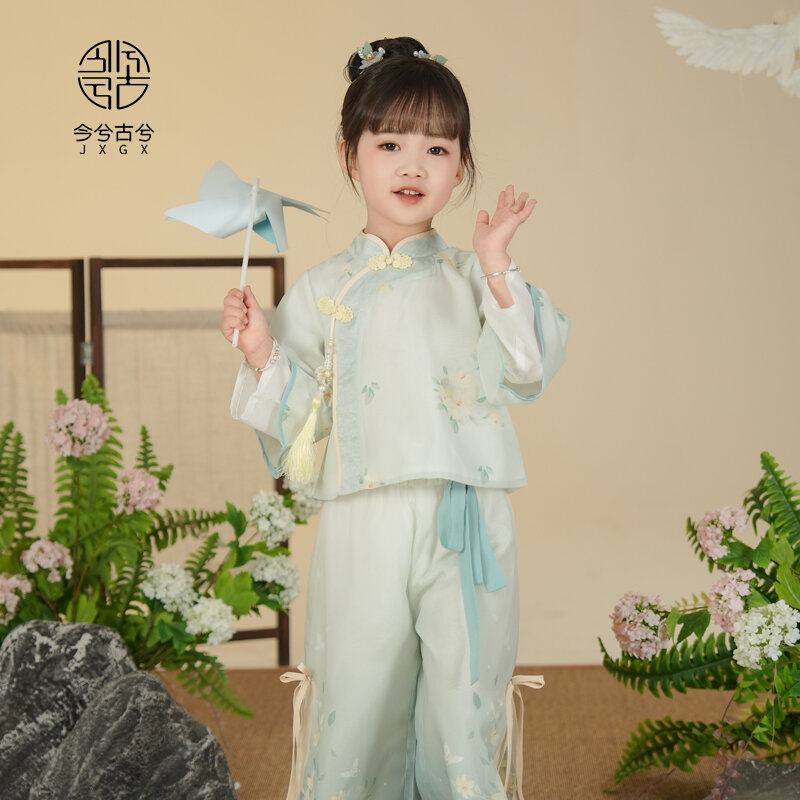 Fato de Tang Hanfu Girls, estilo antigo infantil, menina super imortal, Qipao avançado, estilo antigo, novo, chinês, 2024