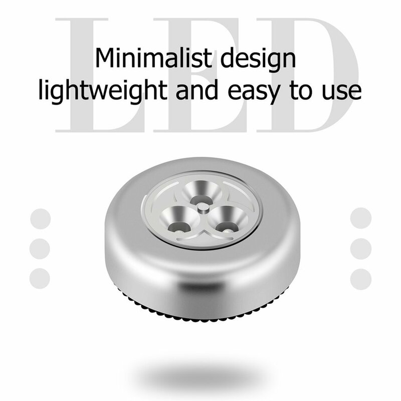 Mini veilleuse LED à piles, lampe de chevet, lampe de secours, ronde, tactile, plafond, mur, armoire, 2024
