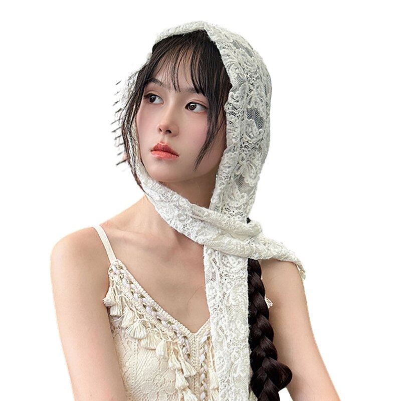 สามเหลี่ยมลูกไม้ผ้าพันคอผมสำหรับหญิงสาวผมผ้าพันคอตกแต่งชาติพันธุ์Headbandผู้หญิงHeadpiece Exotic Headscarf