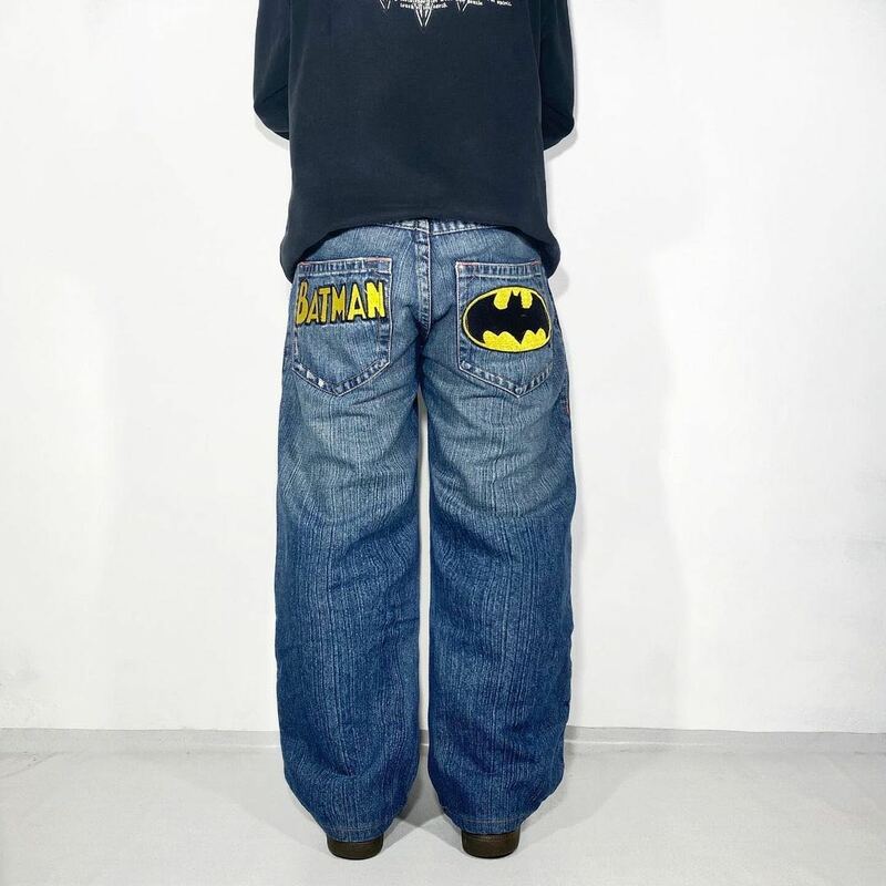 Streetwear New Y2K Overs ize Jeans Harajuku Hip Hop Fledermaus Muster Druck Baggy Jeans Jeans hose Herren Damen Gothic breite Hose