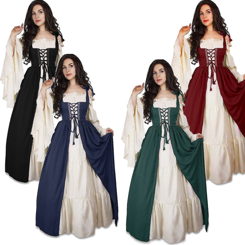 Женское средневековое искусственное платье для косплея, костюм невесты вампира на Хэллоуин для девочек, карнавальный костюм с демоном