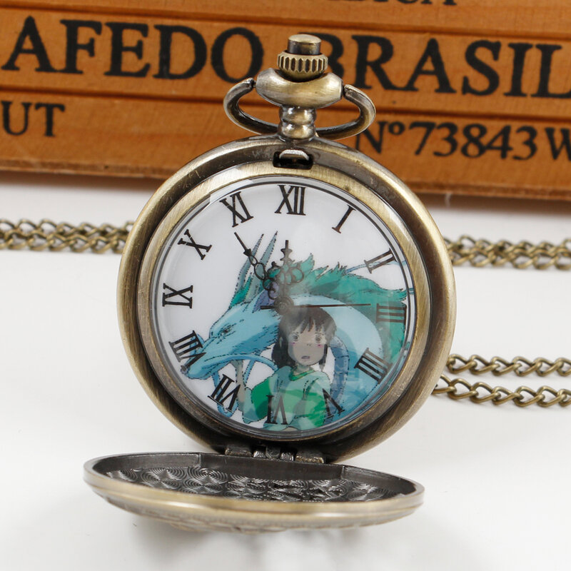 Reloj de bolsillo de cuarzo con temática de película japonesa para hombres, reloj de pulsera masculino de alta calidad, esfera romana analógica, regalo