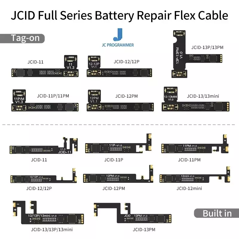 JCID JC 정품 배터리 수리 플렉스, 아이폰 11, 12, 13, 14 프로 맥스, 경고 배터리 제거, 외부 플렉스 케이블 교체 수리