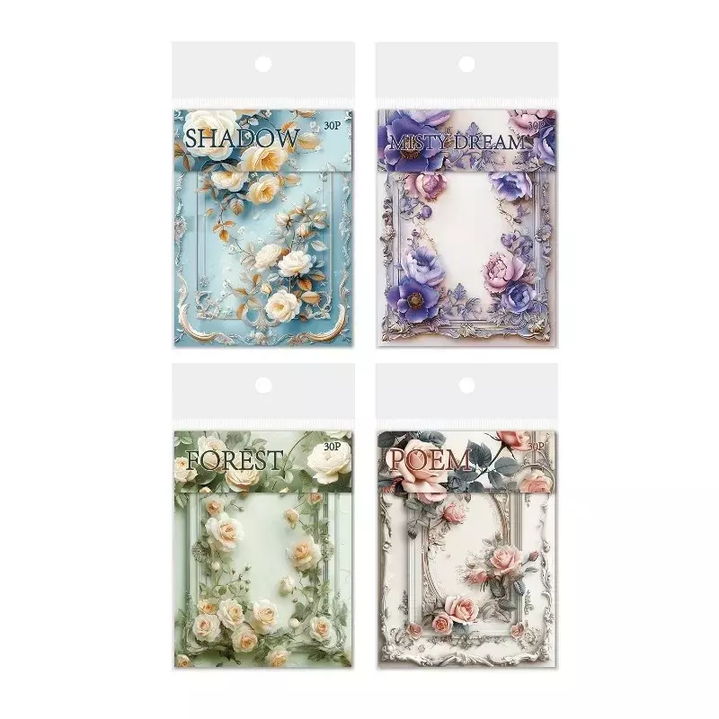 30Sheets Floating Flower realm Retro Collage Material sticky column Notes floral borders Supplies Handbook Scrapbook 100*75MM