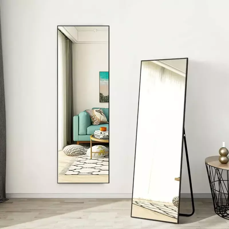 Полноразмерное зеркало, большое зеркало от пола до потолка, настенное Полноразмерное вертикальное подвесное зеркало для спальни с рамкой из алюминиевого сплава