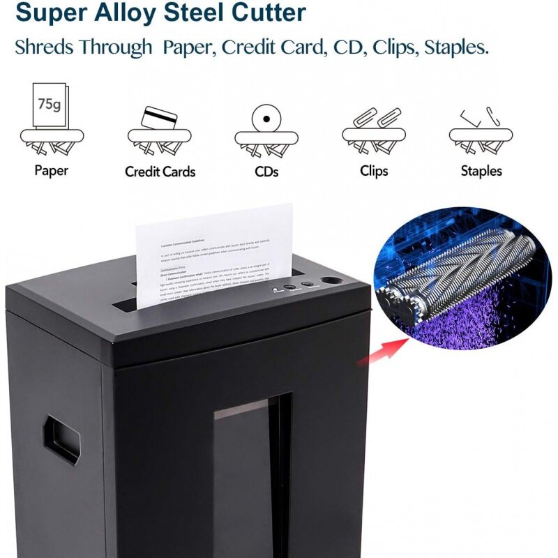 Vielfraß 10-Blatt Super Micro Cut High Security Level P-5 Hochleistungs-Papier/CD/Karte Ultra leise Shredder für Home Office von 40 m