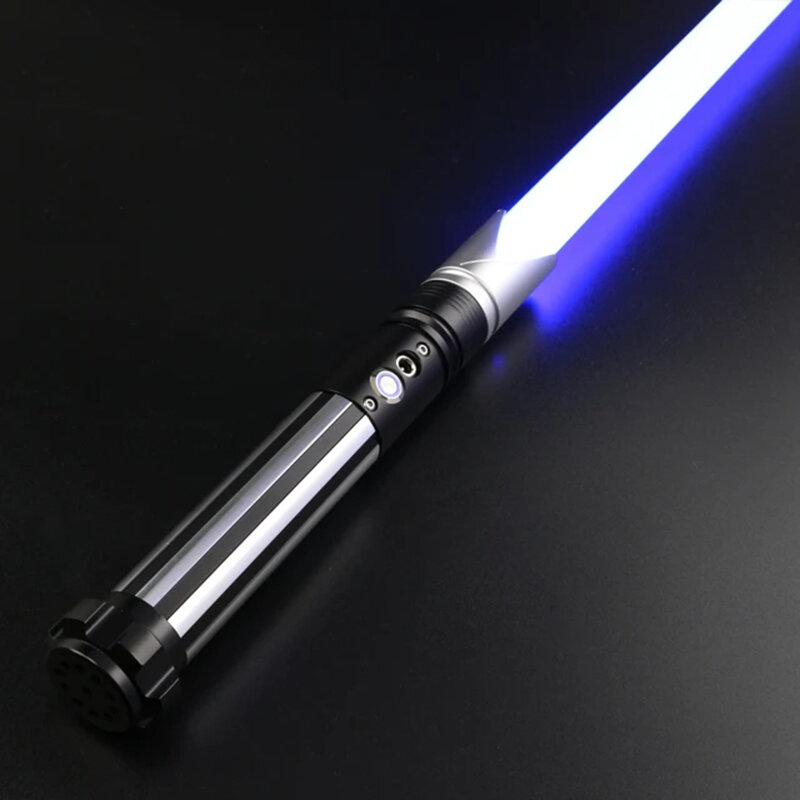 RGB metalowy miecz świetlny pojedynek gładki laserowy miecz Sabre De Luz 12 kolor zmieniający 16 dźwięków migająca zabawka broni FOC Rave