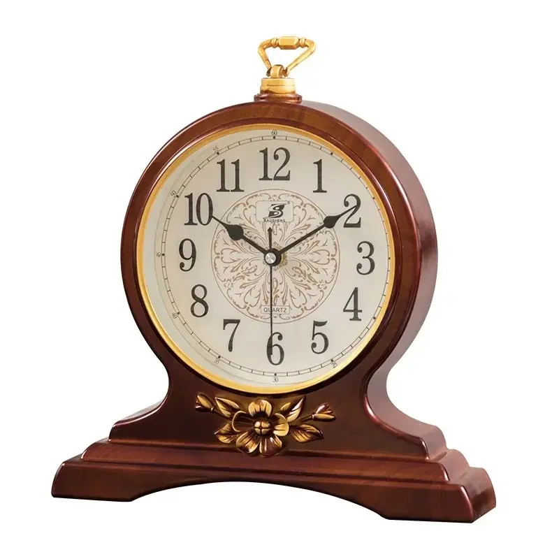 Nordic Vintage Living Room Clock Wooden Silent Movement European Vintage Home Table Clock Home Table Decoration Gift