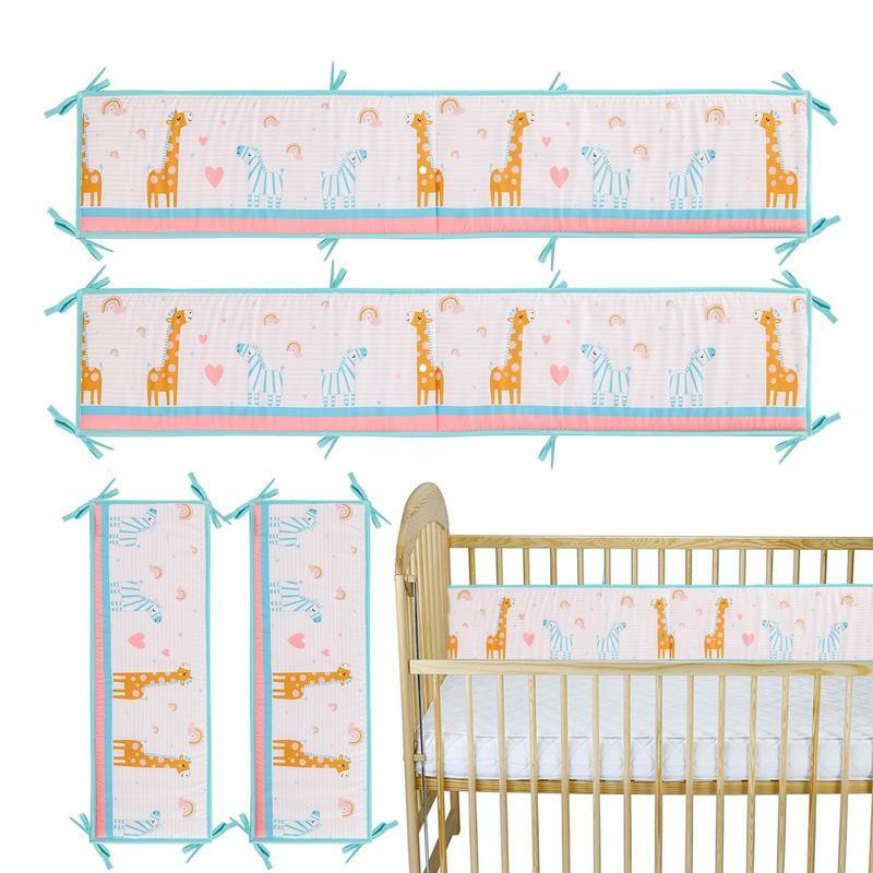 Baby Crib Bumpers 4Pcs Baby Bed Rail Heightened Anti Collision Guard Rail Toddlers Bed Side Soft Rail Bed