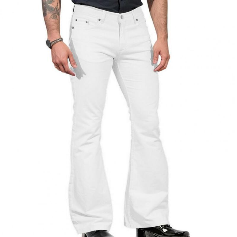 Брюки-клеш в стиле ретро, привлекательные винтажные штаны в стиле ретро, модные мужские винтажные джинсы, облегающие брюки-колокол в стиле Харадзюку