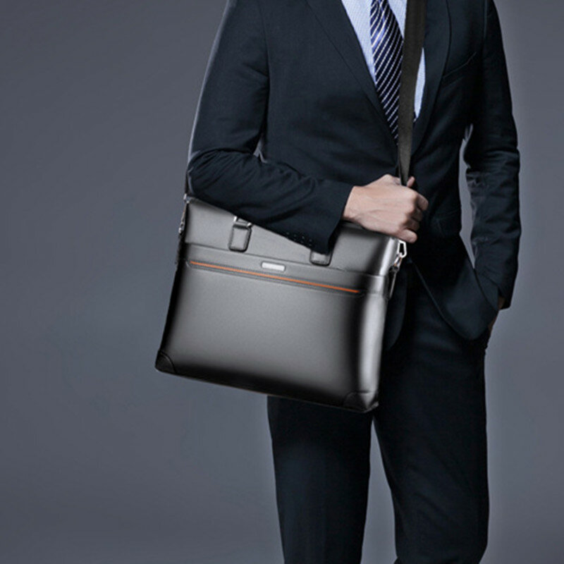 Vintage Men Zipper Briefcases Bag Luxury PU Leather Handbag Man Tote Bag Shoulder Messenger Bag Business Male Laptop Bag