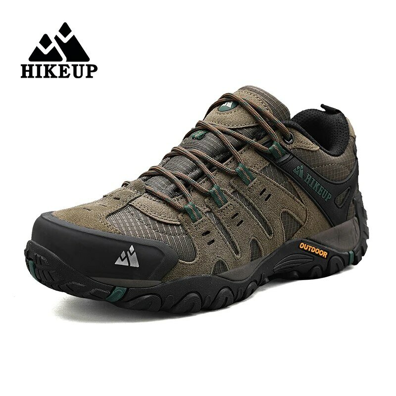HIKEUP-Chaussures de randonnée en cuir suédé pour homme, baskets d'extérieur résistantes à l'usure, trekking, marche, chasse