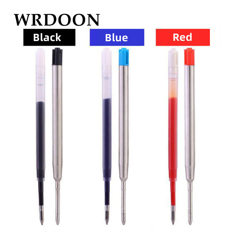 5 buah Isi Ulang Gel logam pena pulpen tinta hitam & biru & merah isi ulang batang titik sedang untuk alat tulis kantor menulis