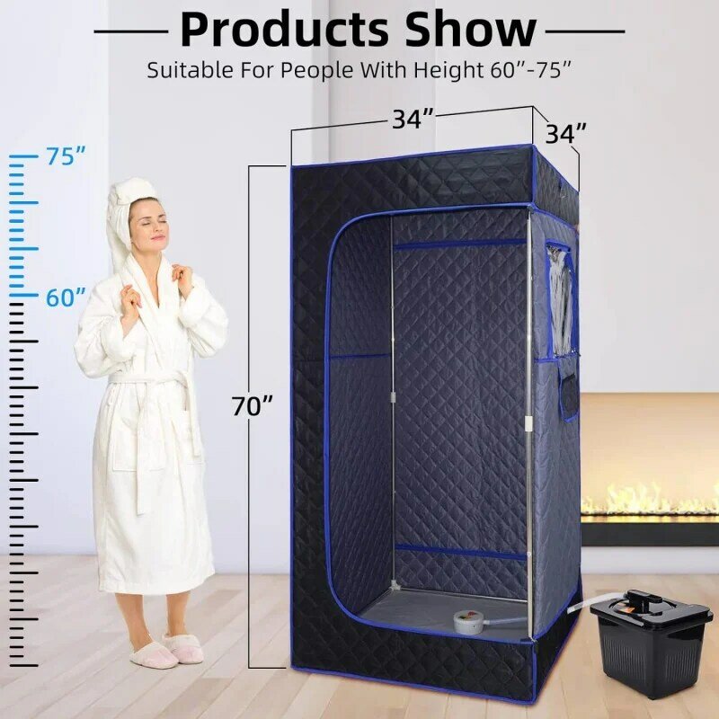 Portable Sauna at Home – Personal Steam SPA for Relaxation, 4 Liters 1400 Suna Box Watt Steamer, Remo