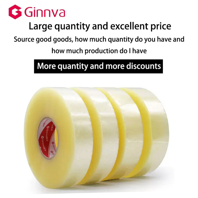 High viscosity strong and tough transparent tape large rolls of 500meters machine packaging tape sealing