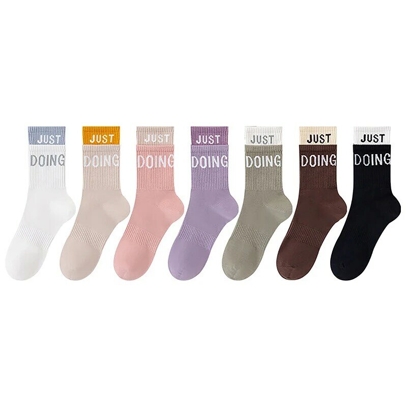 1 Pair Trendy Stretch High Tube Socks High Elasticity Lady Sports Socks Breathable Sweat Absorption For Adult