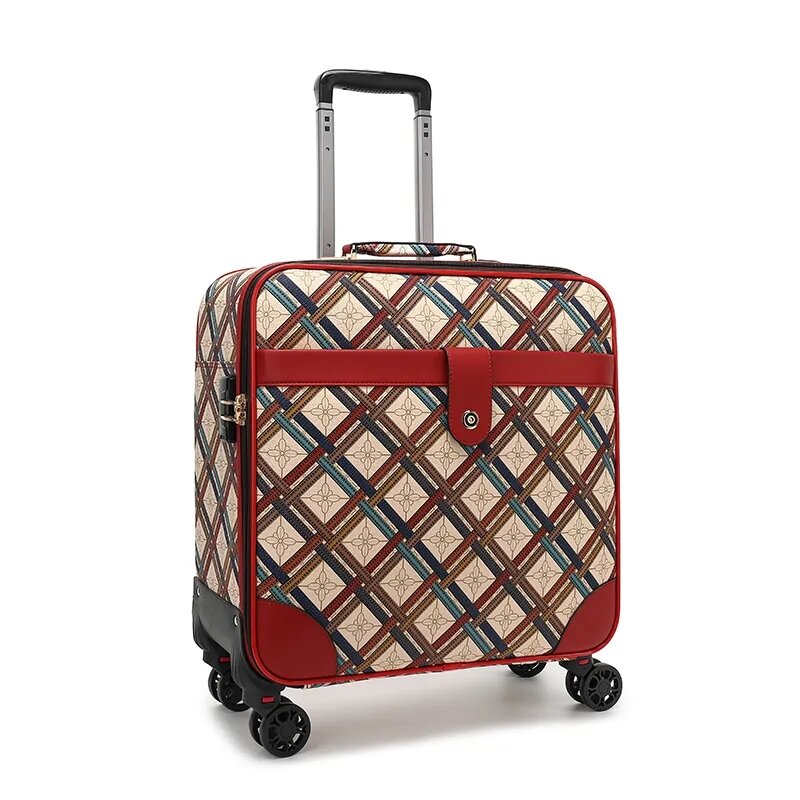 Caja de embarque de 18 pulgadas, maletín con ruedas universales de cuero, equipaje portátil, Maleta de alta calidad, bolsa de valija de negocios