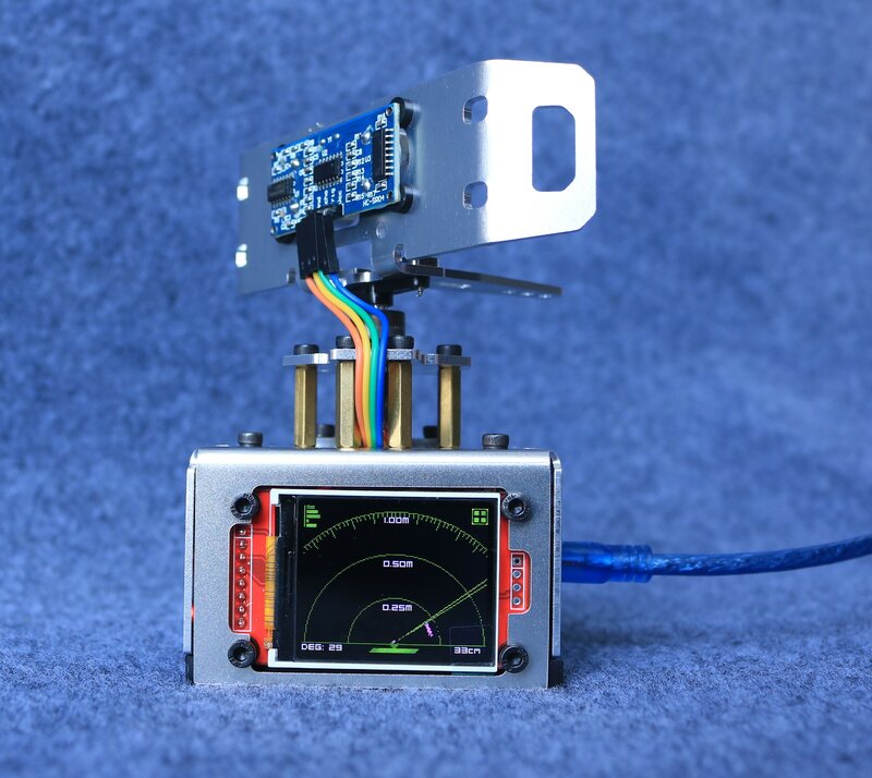1.8 LCD 스크린 메이커가 있는 금속 초음파 레이더, 나노 프로그래밍 가능 스타터 키트, 아두이노 로봇 DIY 키트, 초음파 탐지기