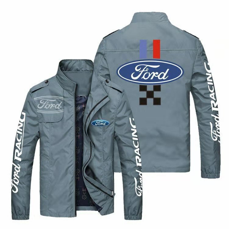 Jaqueta fina Ford com logotipo de carro masculino, jaqueta com zíper, gola alta, casual, esportes, motocicleta, moda, Cardigan, bonito, primavera e outono