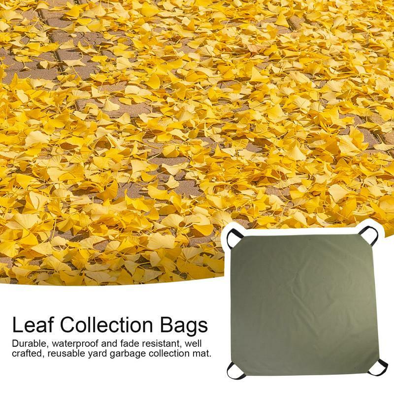 Bolsa de colección de hojas plegable, impermeable, reutilizable, de cuatro puntos, para césped, jardín y patio