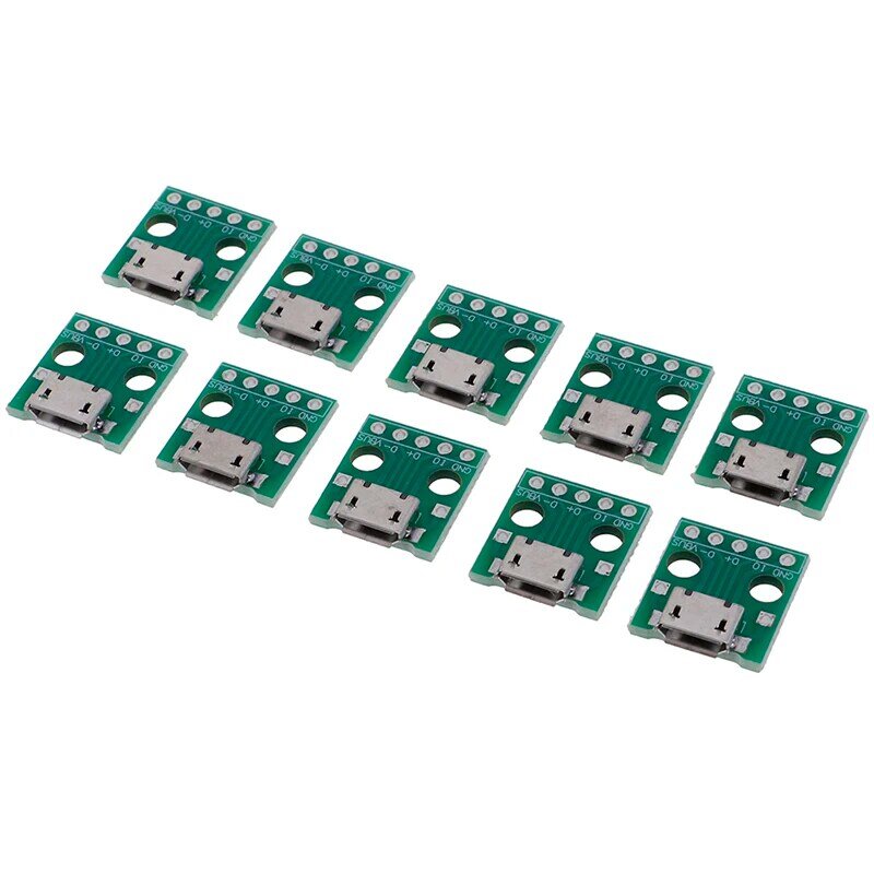 100% and high quality 10Pcs MICRO USB to DIP Adapter 5Pin Female Connector PCB Converter Board