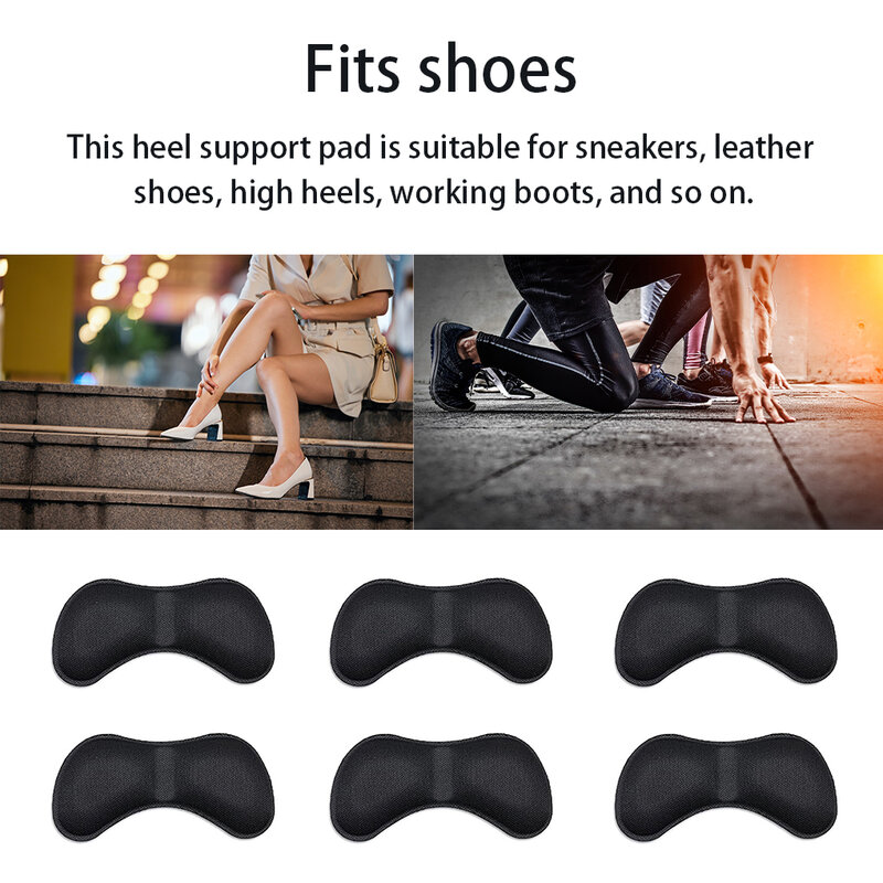 3 paia di cuscinetti per tallone donna uomo cuscini protettivi per i piedi tacchi alti scarpe in pelle solette con inserto autoadesivo tipo 2 nero
