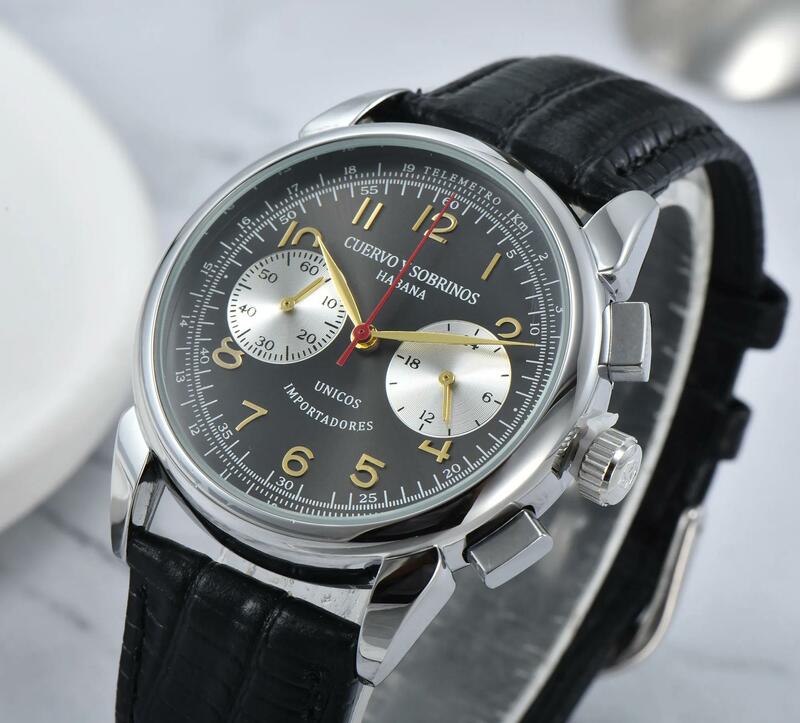 Cys-historiador jam tangan mewah pria, arloji tali kulit gaya klasik Quartz olahraga tahan air