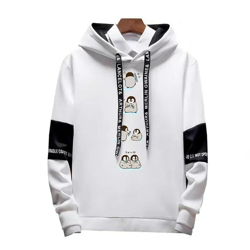 Men's Hooded Tracksuit Letter Black White Color Matching Hoodies Outdoor Sportwear Leisure Fashion Streetwear Clothes