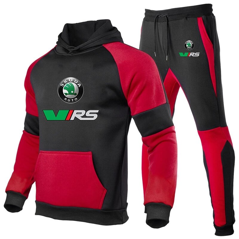 Skoda Rs Vrs Motorsport Graphicorrally Wrc Racing Men Fashion Color Matching felpa con cappuccio pantaloni della tuta per il tempo libero squisito nuovo vestito Stly