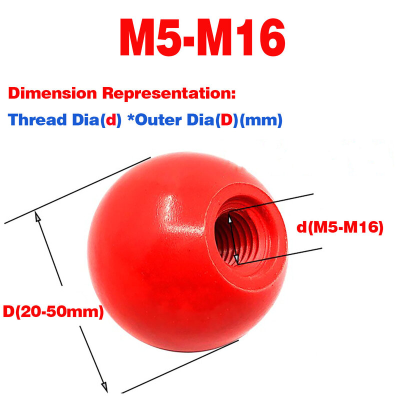 Porca de esfera sólida baquelite/puxador de esferas/porca de botão/cabo de balancim rosca interna M5-16