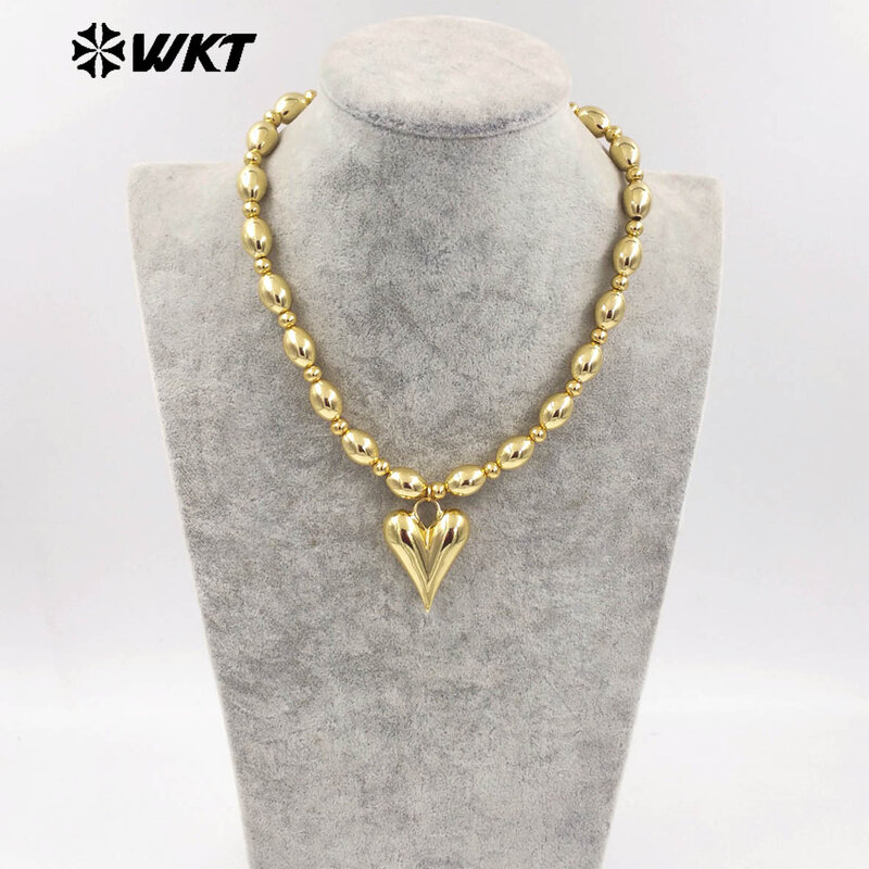 WT-JFN16 WKT 2024 Lovely Style Women catena lunga in ottone regolabile a forma di cuore accessori per collana forniture calde