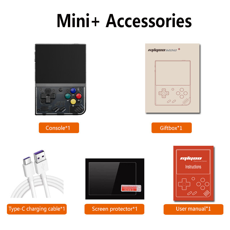 MIYOO 미니 플러스 휴대용 복고풍 소형 게임 콘솔 3.5 인치 IPS HD 스크린 아동용 선물 리눅스 시스템 고전 게임 에뮬레이터