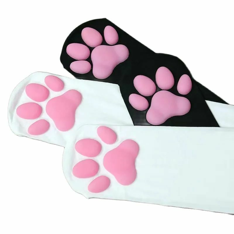 ถุงเท้ายาวถึงต้นขาโลลิต้าน่ารักสำหรับเด็กผู้ใหญ่ผู้หญิงคอสเพลย์ถุงน่องกรงเล็บ3D แมวสีชมพู